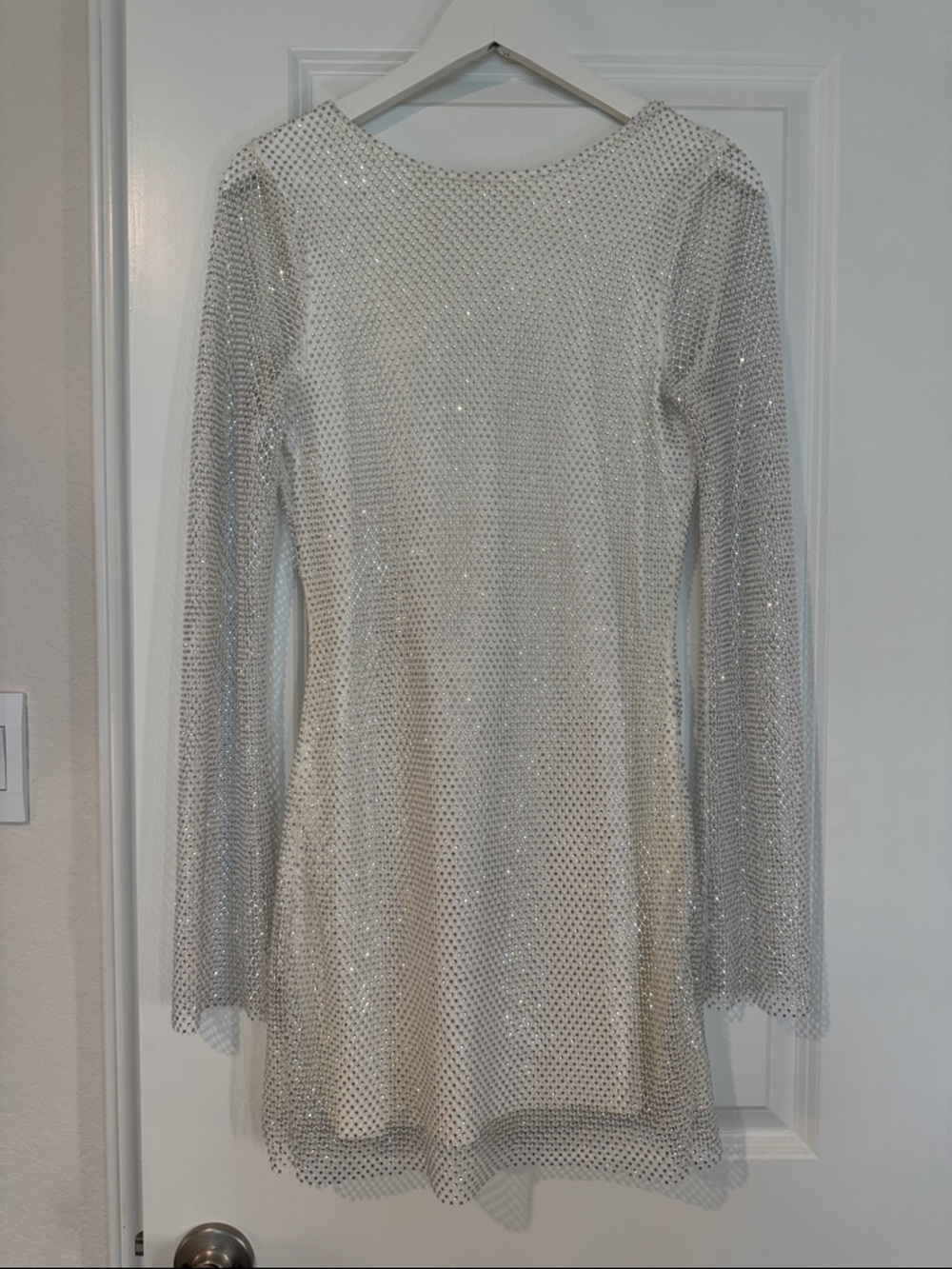 Silver Sequin Long Sleeve Dress
